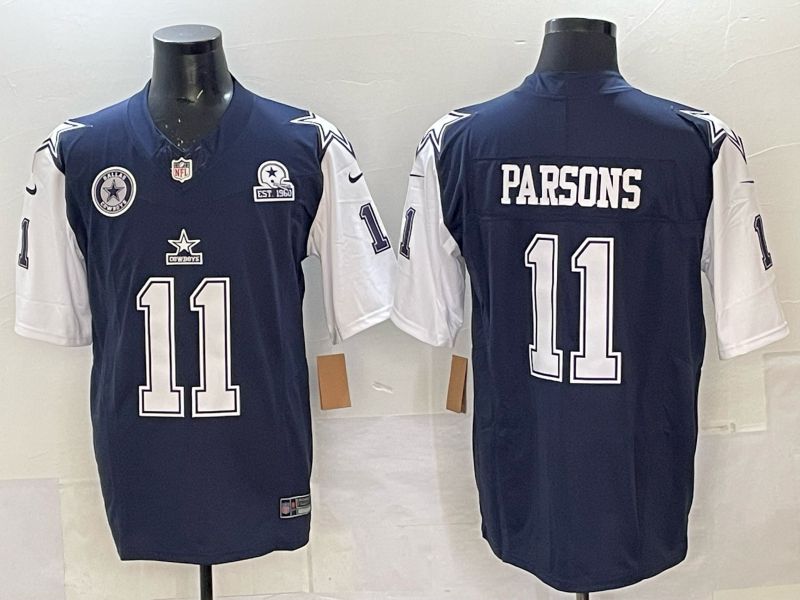 Men 2025 Nike Dallas Cowboys 11 Parsons Drak Blue 4th generation Limited NFL Jersey 03